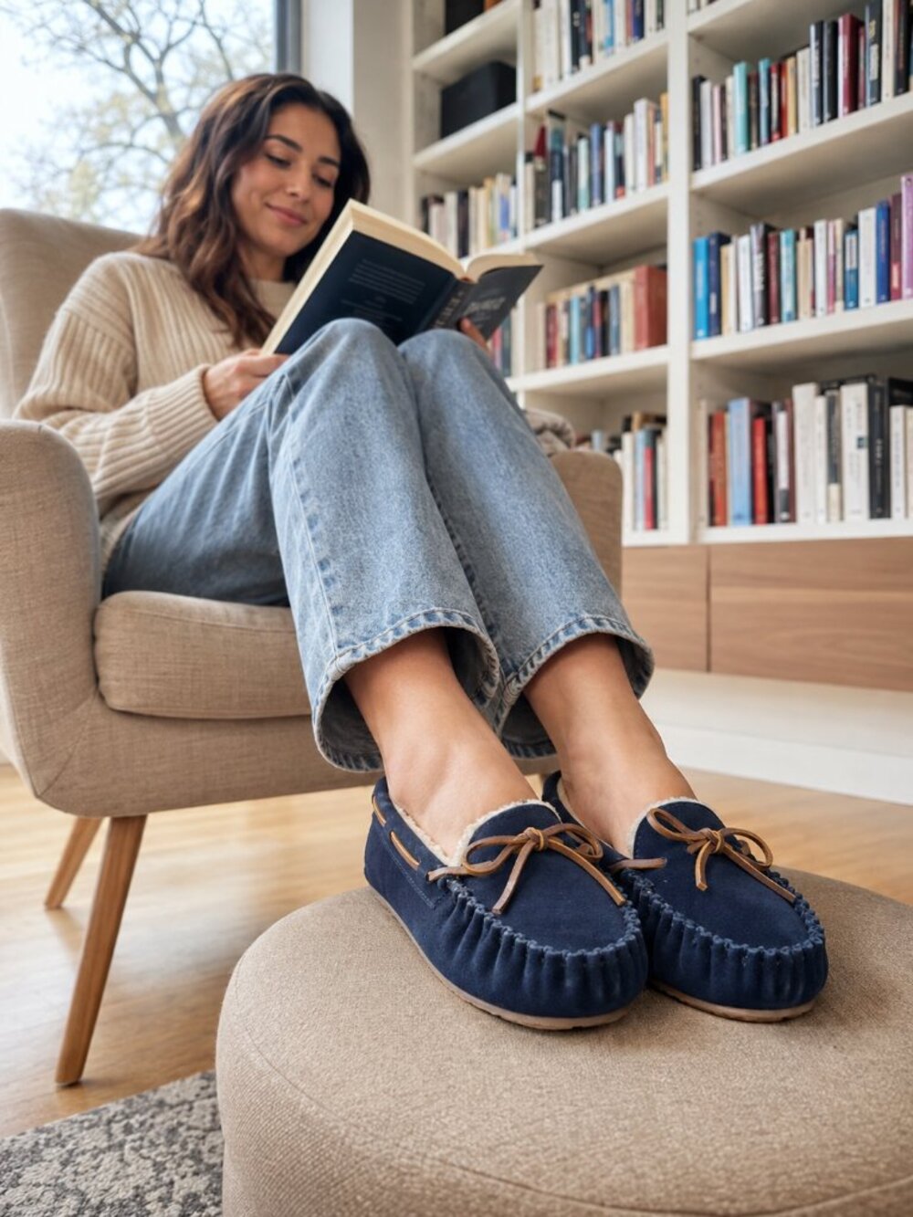 Minnetonka Cally Suede Moccasin Slipper - Size 9 M New NIB Dark Navy NEW